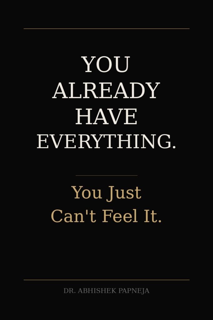 You Already Have Everything. You Just Can't Feel it. Book Dr. Abhishek Papneja. Papneja Method