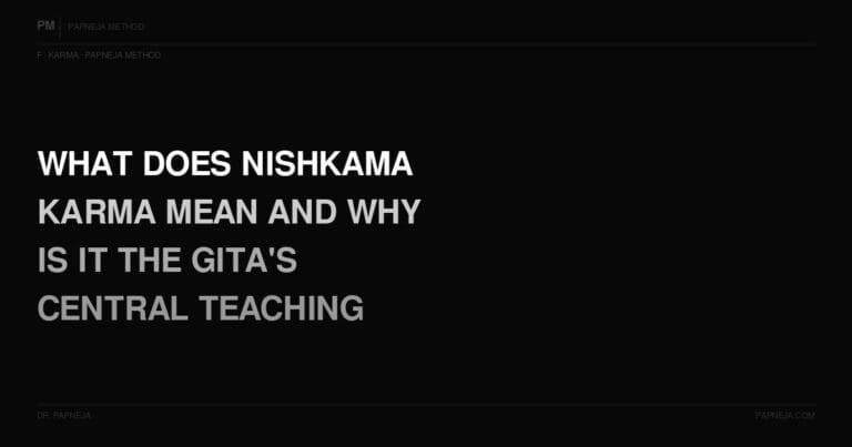 F10. What does nishkama karma mean — and why is it the Gita's central teaching?