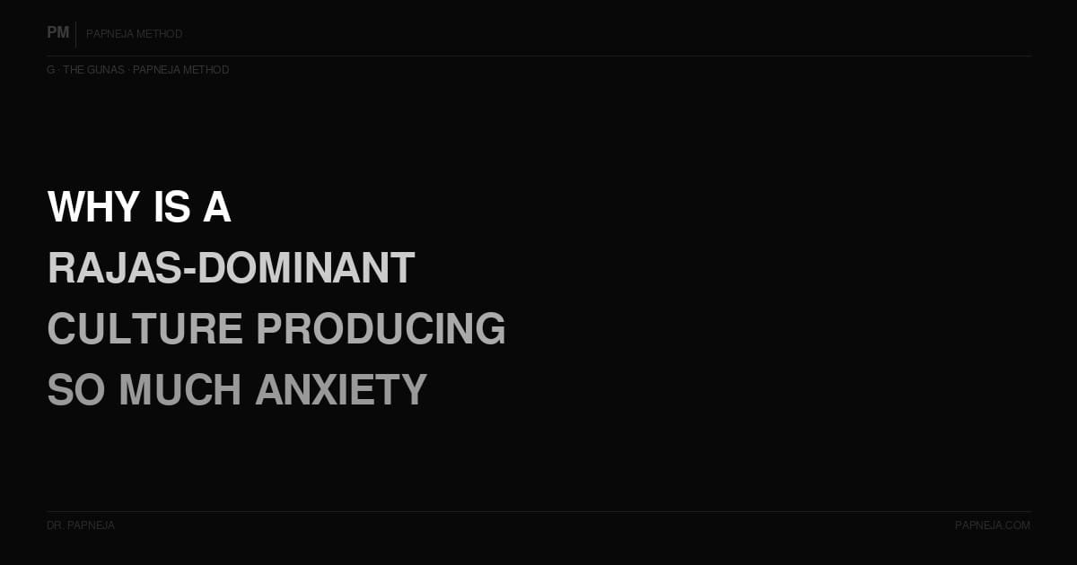 G03. What is Rajas — and why is a Rajas-dominant culture producing so much anxiety?