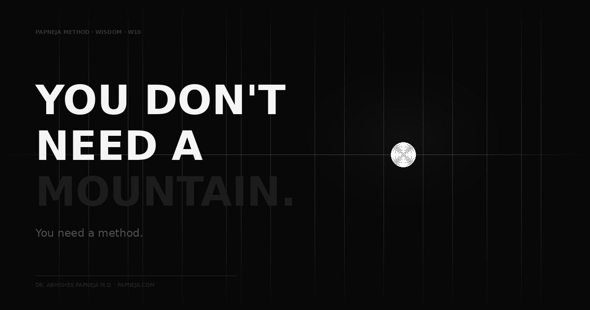 You Don't Need a Mountain. You Need a Method. Papneja Method. Dr. Abhishek Papneja