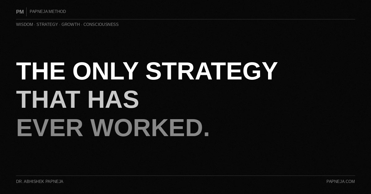 The Only Strategy That Has Ever Worked. Papneja Method. Dr. Abhishek Papneja
